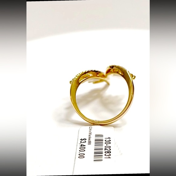 Sparking Diamonds & Mother of Pearl Cacubon in Solid 18K Rose Gold, High End - Picture 4 of 11